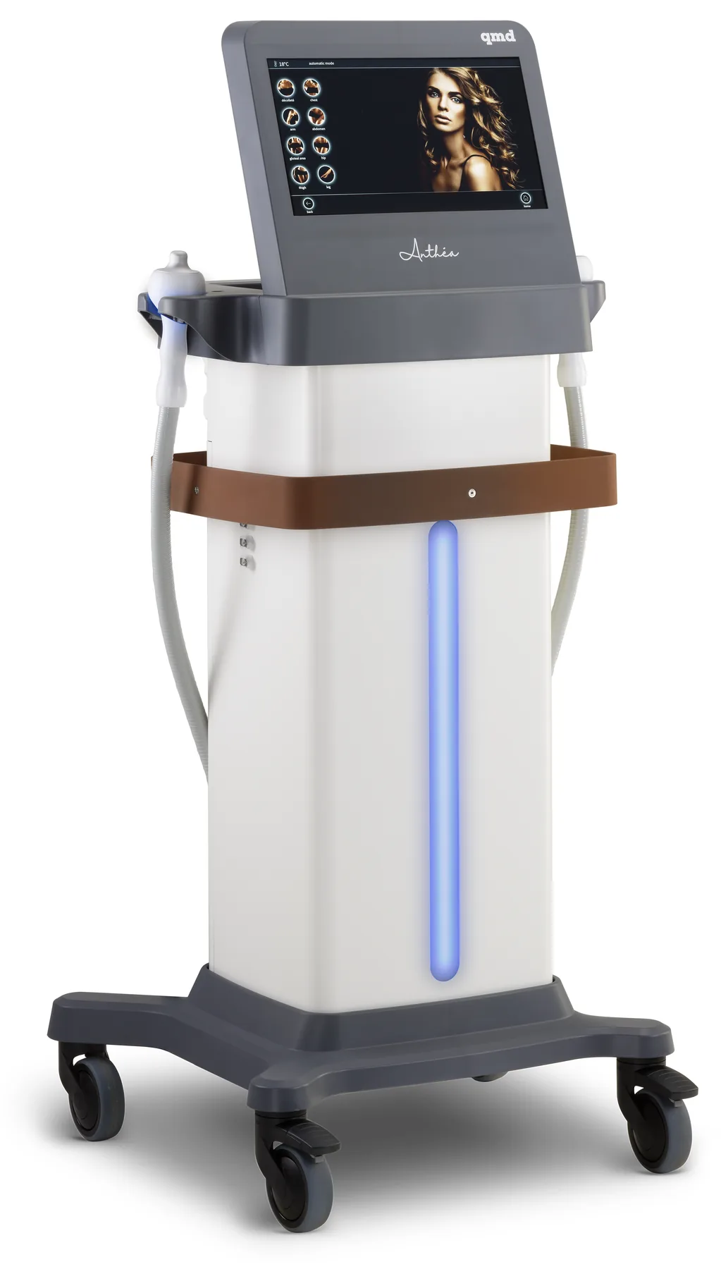 Anthéa by qmd cryo-thermal aesthetic device with two handpieces and 15.6-inch touch screen, distributed in the U.S. by DNA Distribution
